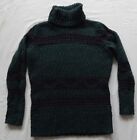 Green Black Cable Knit Turtleneck Pullover Sweater - Large Mens Chunky Acrylic