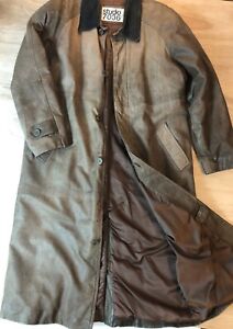 vtg 1991 Studio 7036 Brown Leather Trench Duster Coat Sz 40 by Philippe Monet