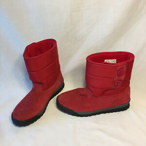 Lands End Womens Red Casual Suede 394102 Mid Calf Winter Boots Size 9.5 B