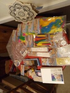 Lot Of Various Craft Supplies Glitter Clay Feathers, Plus More All  New