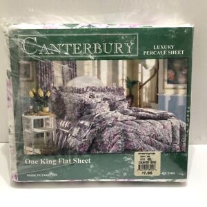 Sheet Flat King Canterbury Percale County Rose Sealed New Sold at Mervyn's VTG