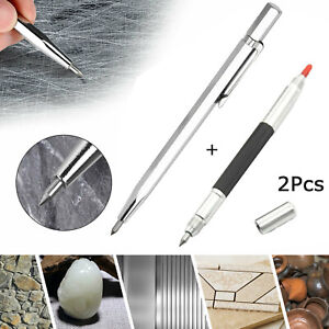 2Pcs Engraving Pen Glass Metal Wood Engraver Scribe Tool Portable Pocket Diamond
