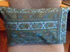 TRAVEL SIZE PILLOWCASE TEAL PASILEY STRIPS/ CUFF MATCHES  14X20  #5737