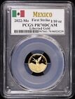 2022-Mo Mexico 1 /10 oz Proof Gold Libertad PCGS  PR70 DCAM First Strike D Cameo