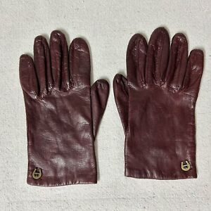 Etienne Aigner Leather Gloves Women’s Size 8.5 Oxblood Red Maroon Made in Italy