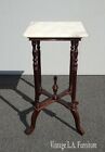 Vintage American French Country Burgundy Side Table White Marble Plant Stand