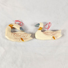 Pair of Wooden Geese Swans Christmas Ornaments Vintage Midwest Imports Birds