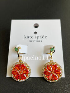 ~Kate KSNY Spade Sweet Citrus Orange Huggies Drop Earrings~