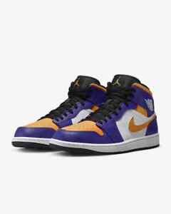 Nike Air Jordan 1 Mid Shoes Purple White Lakers DQ8426-517 Men's or GS NEW
