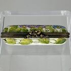 Limoges France Peint Main Needle Case Colorful Flowers Trinket Box Bow Clasp