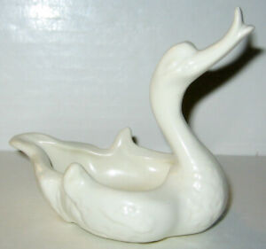 Vintage Hull Pottery White Swan Floral Planter, Trinket Bowl 4 1/2