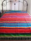 Colorful Vintage Mexican Serape Woven Saltillo Blanket 80