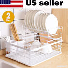 2 Tier Dish Drainer Rack with Drip Tray Cutlery Holder Plate Rack Kitchen Sink