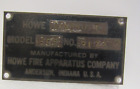Vintage Howe Fire Apparatus IN Diamond T HRS 9172 Metal Spec Plate Sign Original