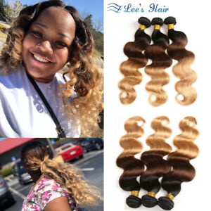 Ombre Human Hair Bundles Body Wave Bundles Weft Remy Hair Extensions 1b/4/27