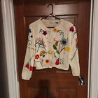 RARE Vintage Michael Simon Multi Woven FLOWER Cardigan Sweater OS MADE HK