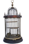 Victorian Bird Cage Wood and Brass Large Heavy with Dome Top Birdcage Indoor