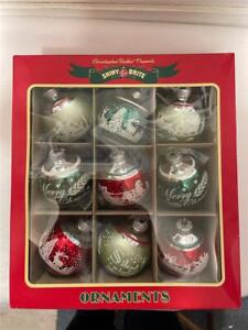 New ListingShiny Brite 3” Glass Christmas Ornaments Stencil Scene 9 Box Radko Silent Night