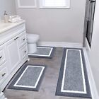 3PCS/Set Bathroom Bath Mat Absorbent Soft Floor Door Rug Shaggy Carpet Non-slip