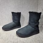 Ugg Baily Button II Womens Size US 7 Black Suede Mid-Calf Snow Boots 1016226