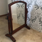 Antique Dresser Vanity Shaving Mirror Swivel Tabletop Wood Frame Cheval 21x19x8