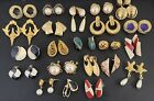 Lot Of 22 Pairs Vintage Gold Plated Earrings Jewelry Some Signed Trifari Monet