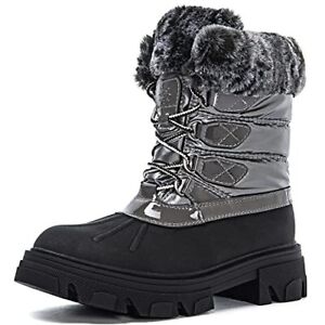 GLOBALWIN Women's Snow Boots Ankle Winter Boots For Women Grey 9.5M
