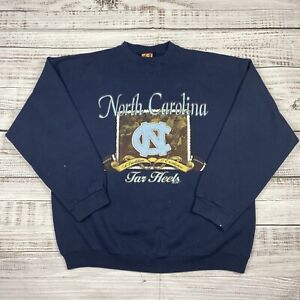 VTG TSI North Carolina Tar Heels Football Crewneck Sweatshirt Blue 2XL USA Made