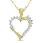 1/4Ct Real Diamond Vibrant Heart Pendant Necklace 10K Solid Yellow Gold