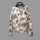 Vintage Illustrations Angora Lambswool cardigan sweater Pink Gray Roses Floral