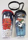 New ListingSet Of Two 24 oz. Snoopy Holiday Tervis Tumbler With Lids/Handle