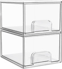 Vtopmart 2 Pack Stackable Makeup Organizer Storage Drawers, 4.4'' Tall Acrylic B