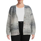 Terra & Sky Women's Plus Size Two Pocket Cardigan Sweater, Midweight, Gray, 2X