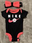 Nike Baby Girl Infant Bodysuit Hairband 2 Piece Set 0-6 Months