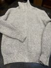 Vintage Winona Knits Wool Oatmeal Brown Zip up Sweater Cardigan Size XL