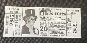 ELTON JOHN TICKET STUB VINTAGE ORIGINAL 1973 YELLOW BRICK ROAD