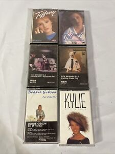 Tiffany Debbie Gibson Kylie Rick Springfield 6 Cassette Tapes 80s Mall Pop.