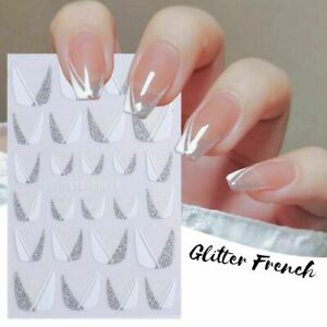 Decoration DIY Manicure 3D Silver White French Tips Nail Stickers CS068 NS7