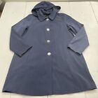 London Fog Navy Blue Snap Button Hooded Trench Coat Women’s Size XL
