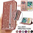 WOMEN Bling Zipper Leather Wallet Case For iPhone 15 14 13 12 Pro Max XS XR 87 X