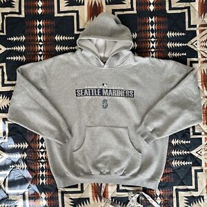 VTG Seattle Mariners Sweater Mens 2XL Gray Graphic Print Hoodie MLB Majestic