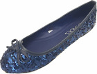 Shoes8teen Womens Sequins Glitter Round Toe Ballet Flat with Bow Detail