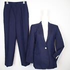 Ralph Lauren Navy Blue Pant Suit Sz 8P Cotton/Silk blazer jacket