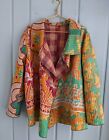 Vintage Womens One Size 1X Coat Jacket Open Front Colorful Boho OS Art to Wear