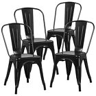 Classic Iron Metal Dining Chair Indoor Outdoor Stackable Coffee Chair Set of 4