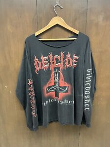 Vintage Deicide Bible Basher Shirt Rare Death Metal Chopped XL  2000 Long Sleeve