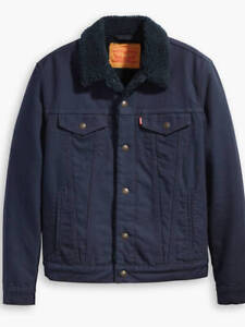Levis Mens Trucker Jacket Denim Jeans Canvas Sherpa Color Blue 163650117