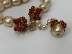 Sign Miriam Haskell Huge Pearls Baroque Large Ruby’s Rhinestone Necklace Jewelry