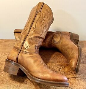 Men’s Tony Lama 9.5 E Brown 12” Tall Cowboy Boots Vintage Heavy Duty USA 🇺🇸