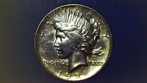 1921 Peace Dollar High Relief. Strong AU Details, Cleaned.